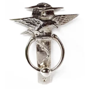 Solid Brass Door Knocker – American Eagle Design in Polished Nickel Finish by Ornaterra